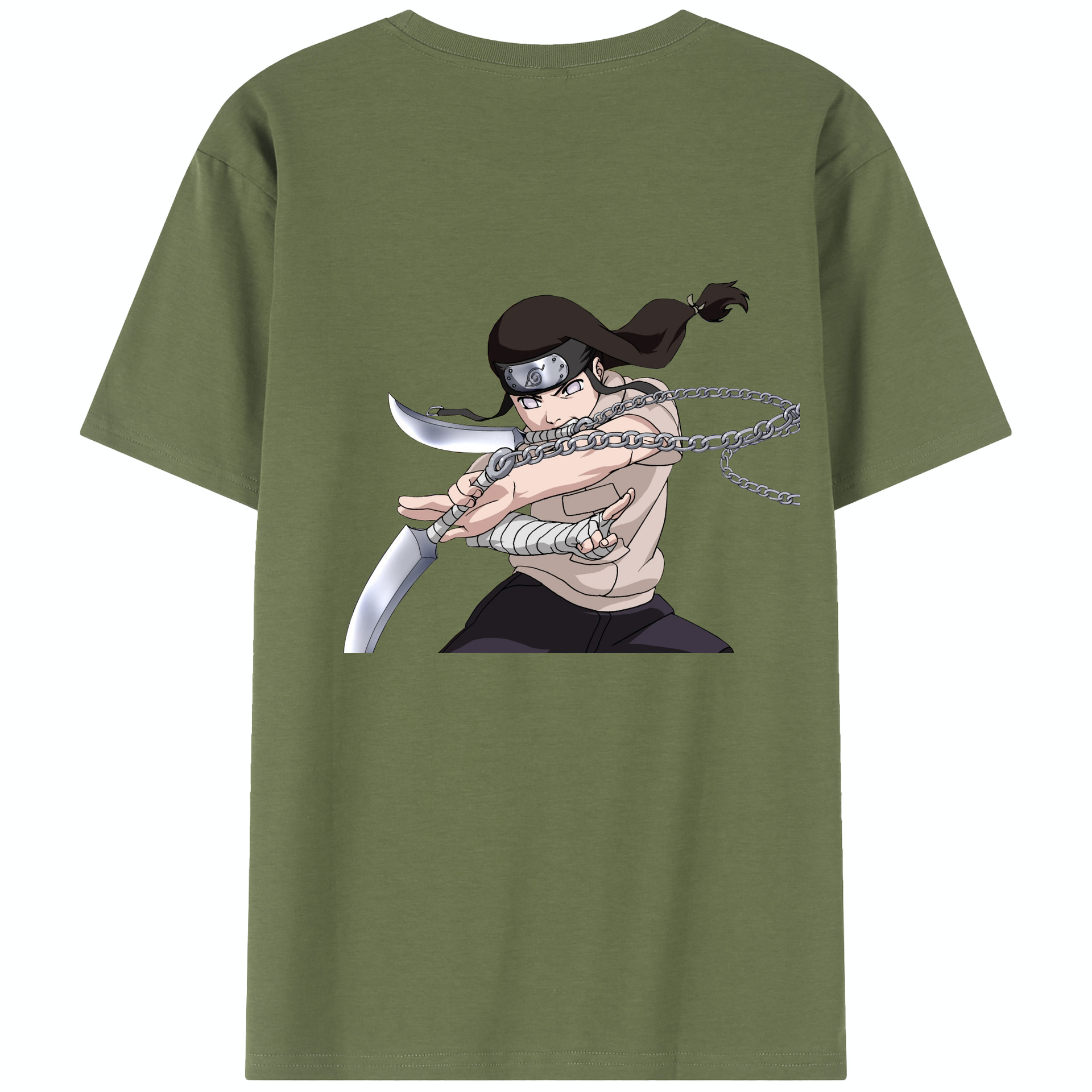 （画像用） NARUTO -ナルト- 日向ネジ Hyūga Neji 綿100％半袖Tシャツ（背面プリント）